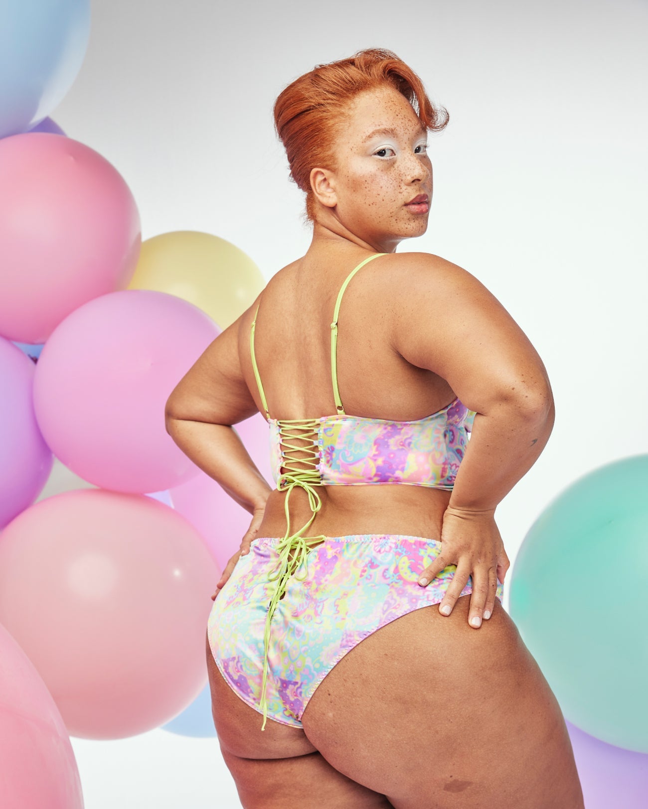 Satin Lace-up Cheeky | Glow Satin (Versailles)