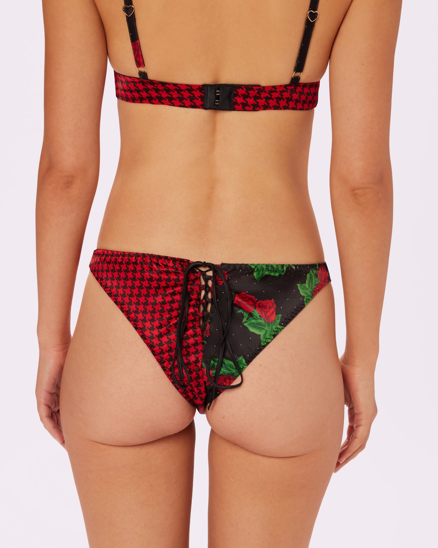 Satin Lace-up Cheeky | Glow Satin (Check Mate)