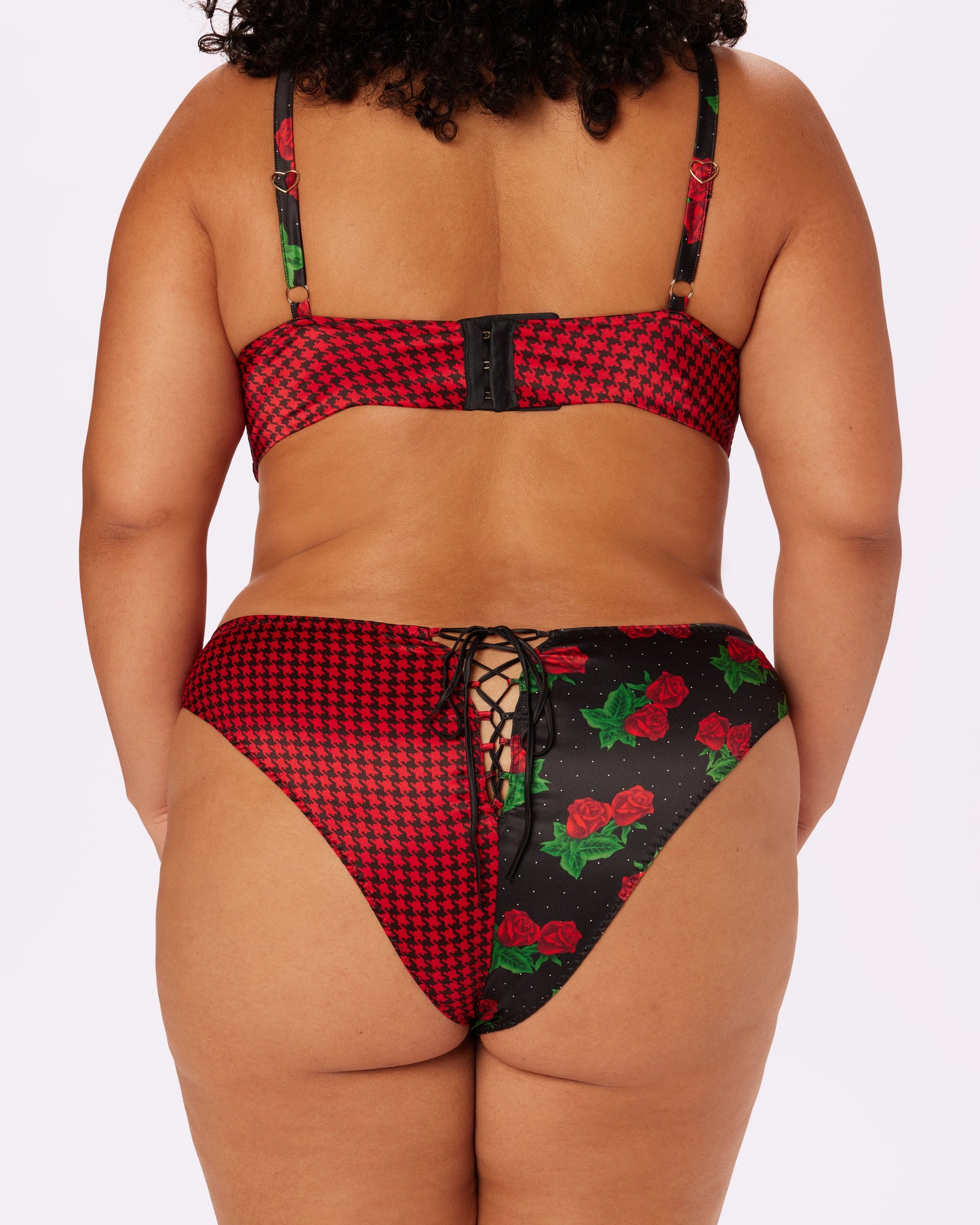 Satin Lace-up Cheeky | Glow Satin (Check Mate)