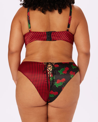 Satin Lace-up Cheeky | Glow Satin (Check Mate)