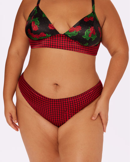 Satin Lace-up Cheeky | Glow Satin (Check Mate)