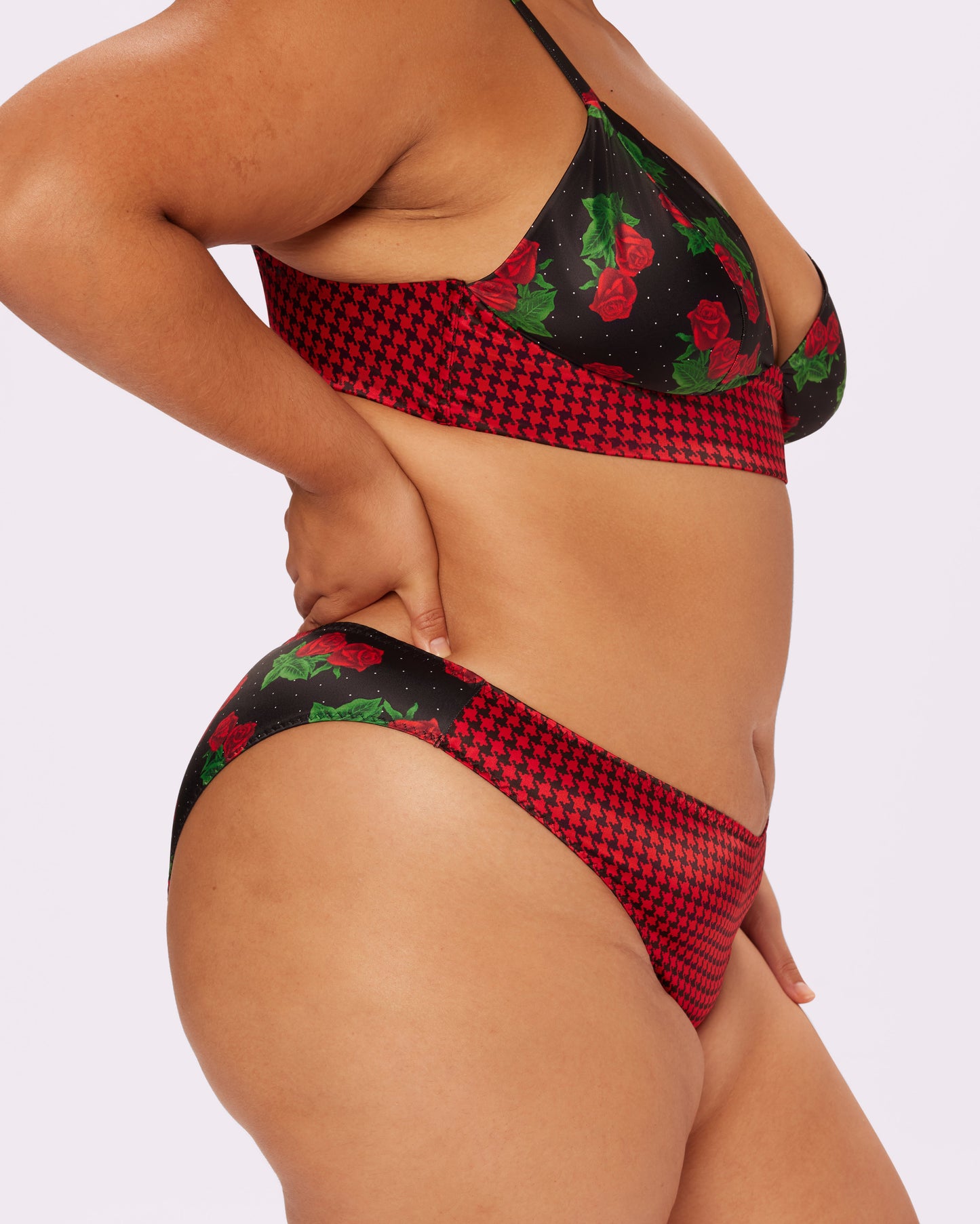 Satin Lace-up Cheeky | Glow Satin (Check Mate)