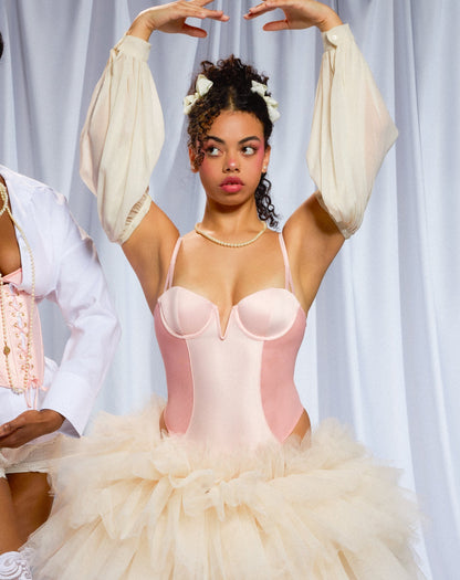 Sheer Sculpt Demi Bodysuit | Glow Satin (Pink Sands)