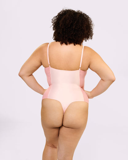 Sheer Sculpt Demi Bodysuit | Glow Satin (Pink Sands)