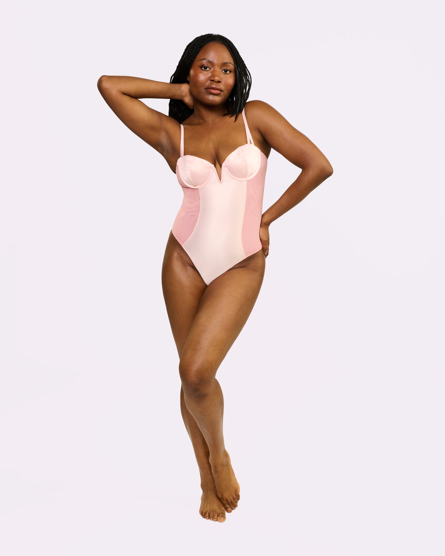Sheer Sculpt Demi Bodysuit | Glow Satin (Pink Sands)