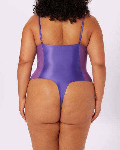 Sheer Sculpt Demi Bodysuit | Glow Satin (Grape Soda)