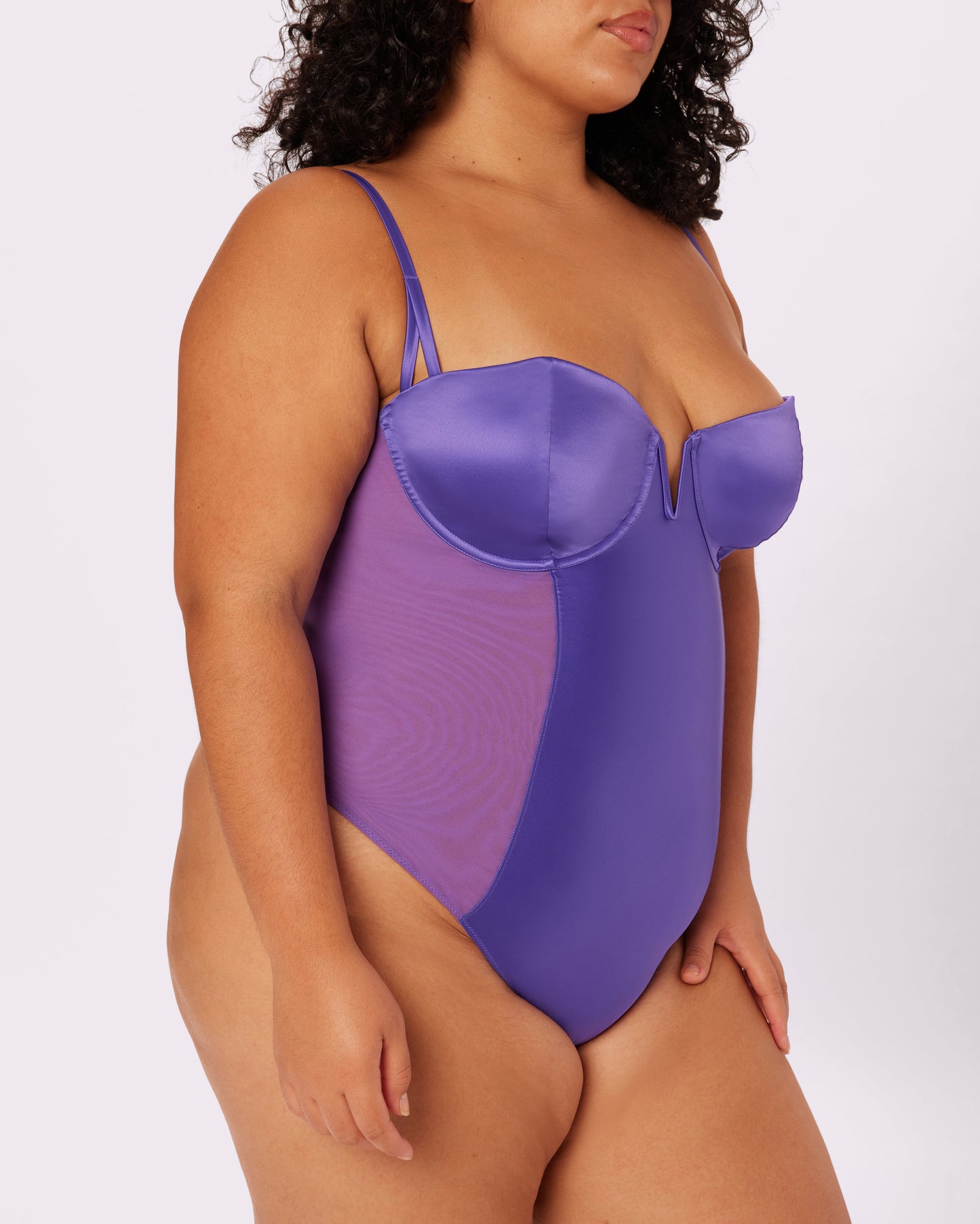 Sheer Sculpt Demi Bodysuit | Glow Satin (Grape Soda)