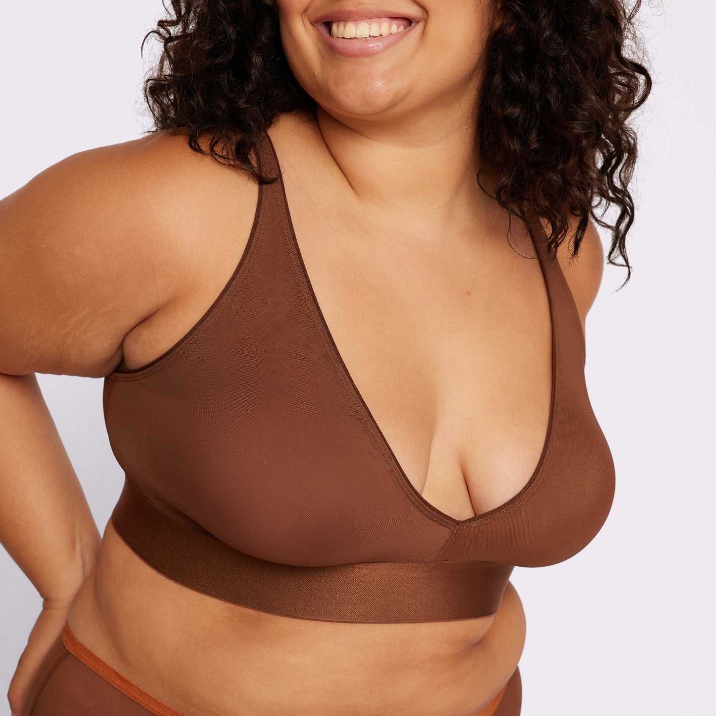 Plunge Bralette | Silky Mesh | Archive (Fudge)