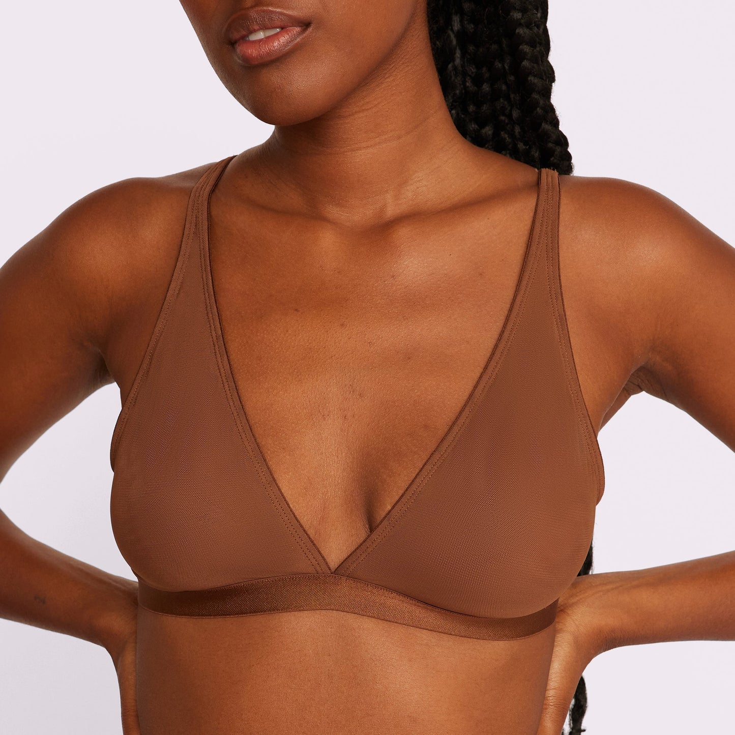 Plunge Bralette | Silky Mesh | Archive (Fudge)