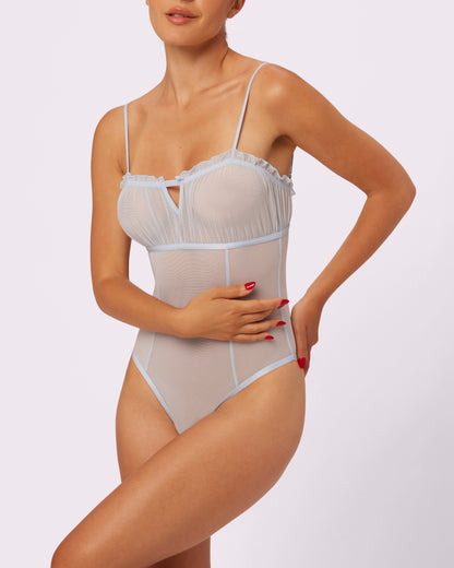 Sheer Pleasure Flutter Bodysuit | Silky Mesh | Archive (Vapor)