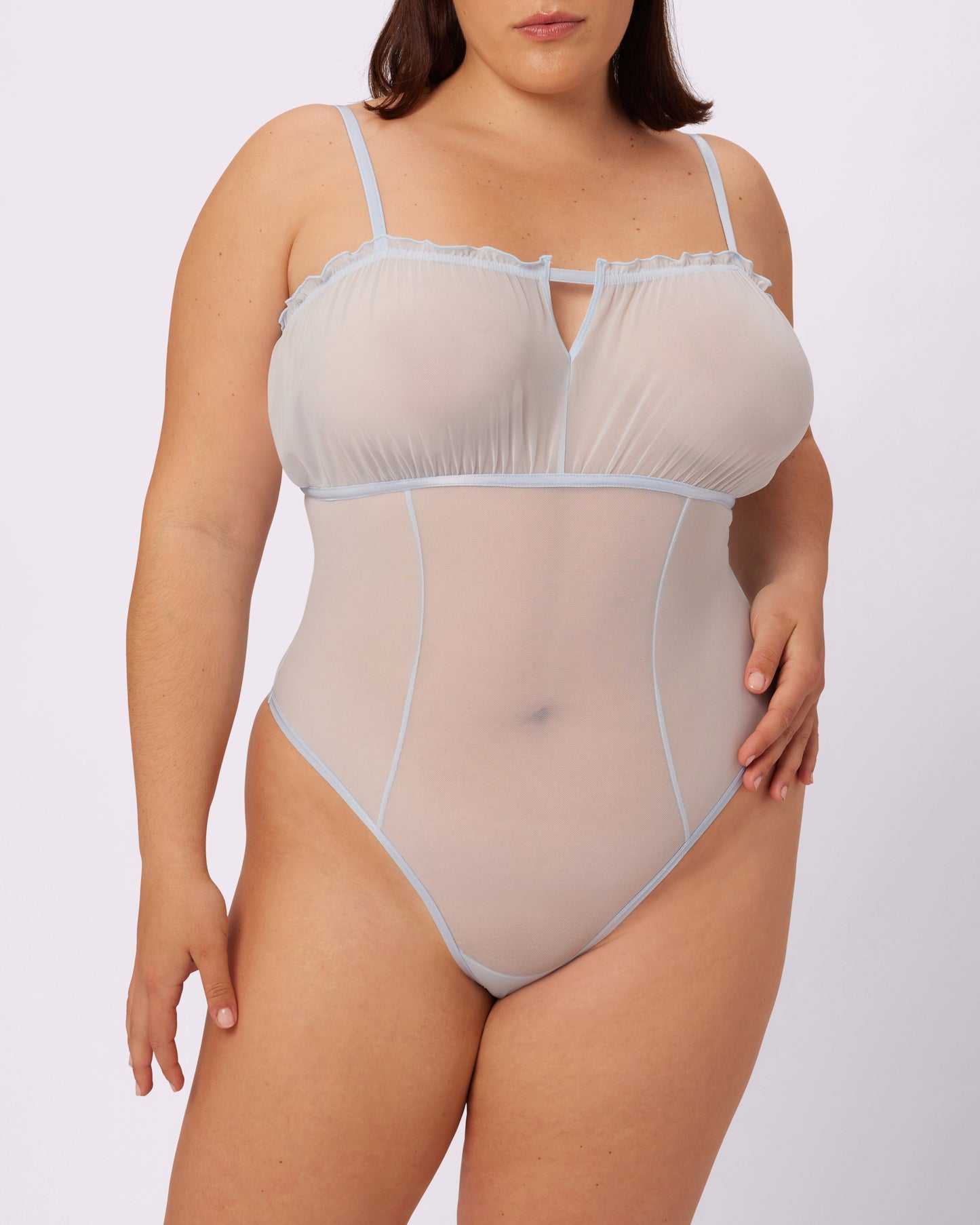 Sheer Pleasure Flutter Bodysuit | Silky Mesh | Archive (Vapor)