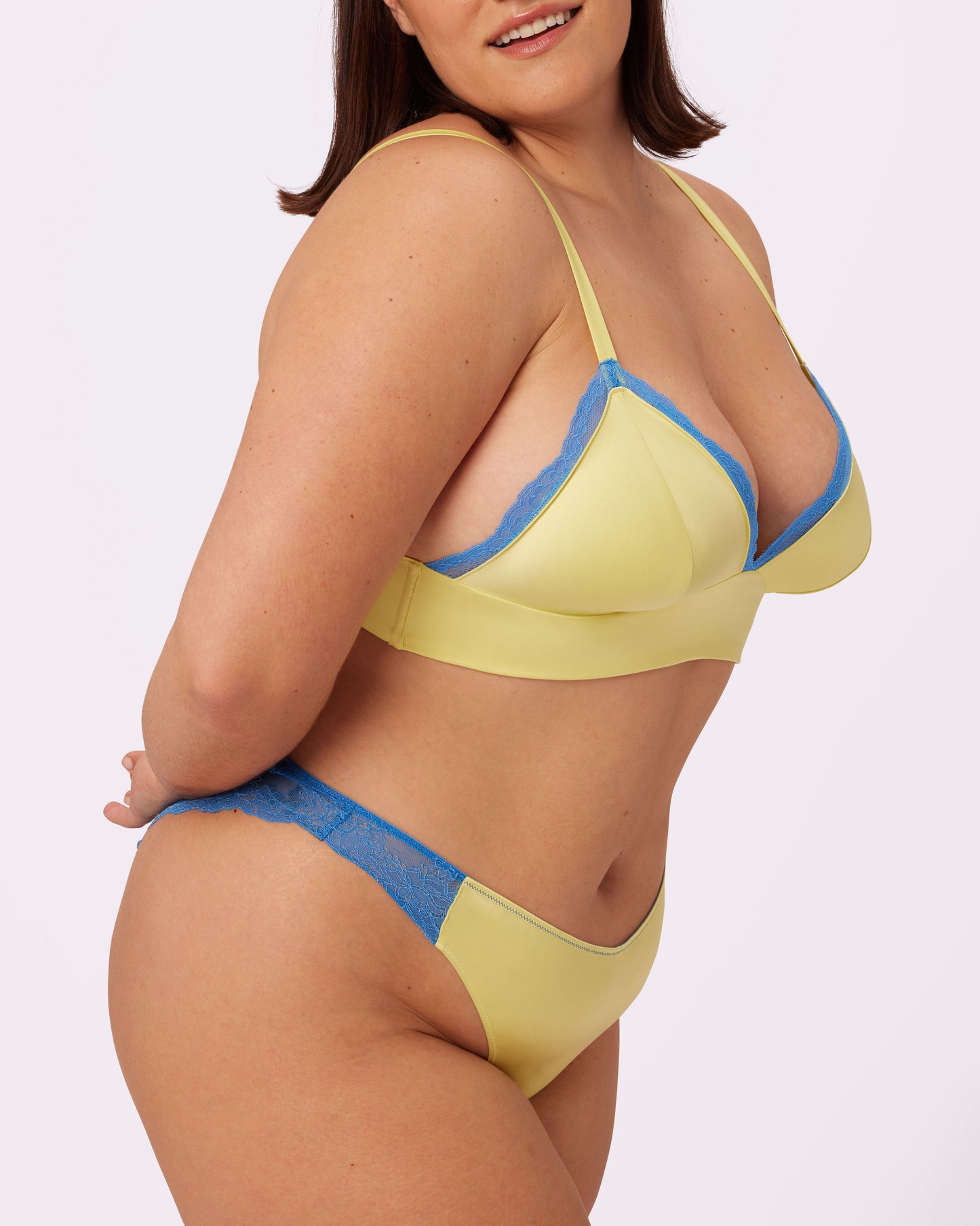 Luminous Lace Longline Bralette | Glow Satin | Archive (Key Lime)