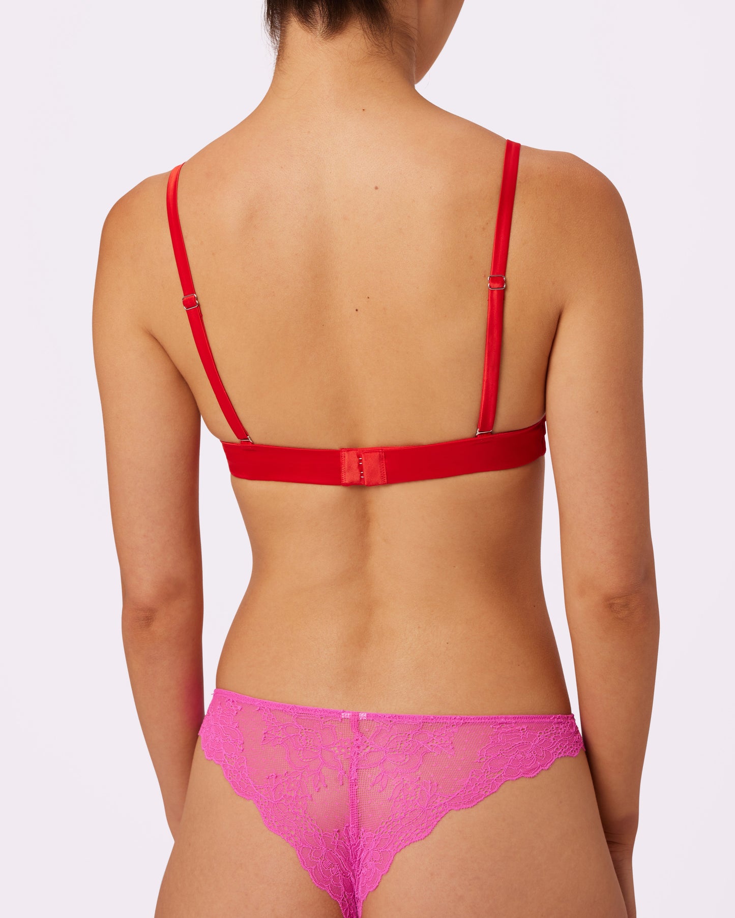 Luminous Lace Longline Bralette | Glow Satin | Archive (Red Rose)