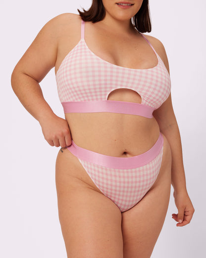 Peekaboo Scoop Bralette | New:Cotton | Archive (Bubble Gum Gingham)