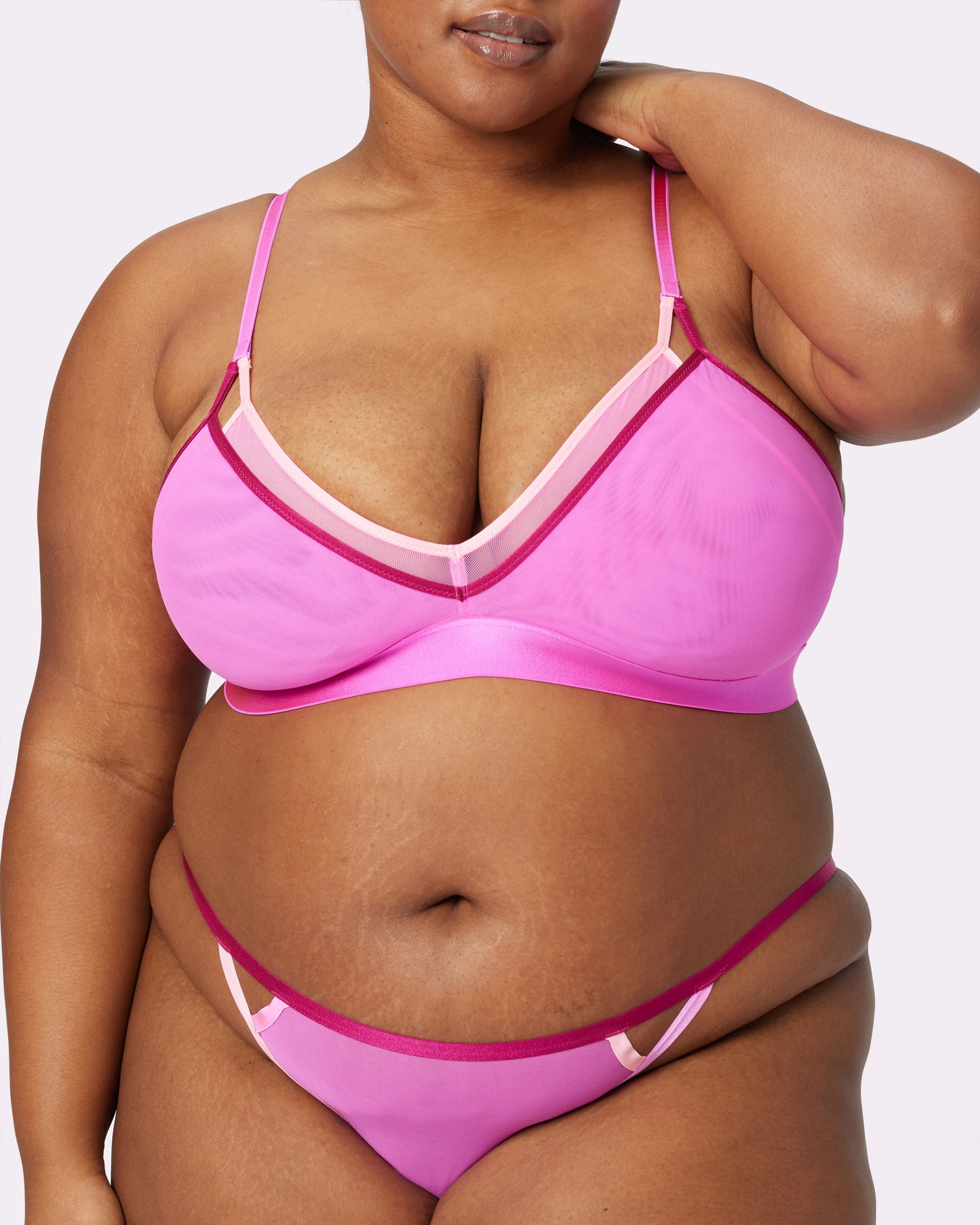 Strappy Cheeky with Cutout | Silky Mesh (Valentine)