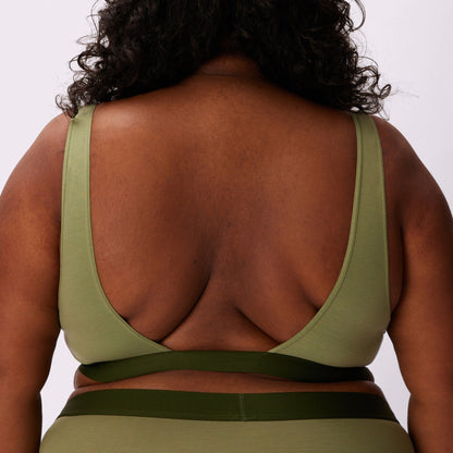 Plunge Back Scoop Bralette | New:Cotton | Archive (Moss)