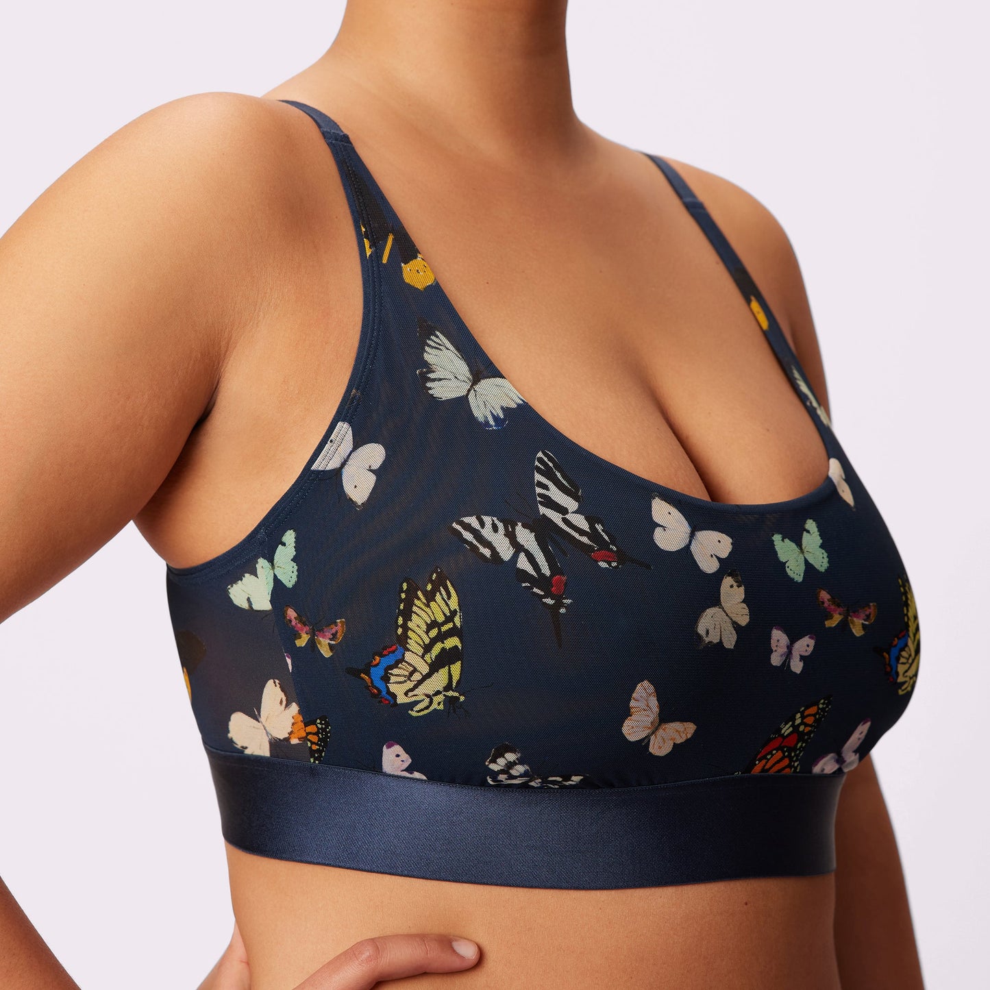 Luxe Mesh Scoop Bralette | Silky Mesh (Eightball)
