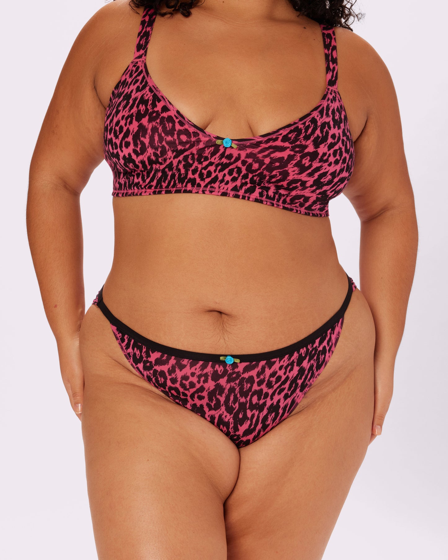 Betsey Johnson Vintage Rosette String Cheeky | New:Cotton (Electric Leopard)