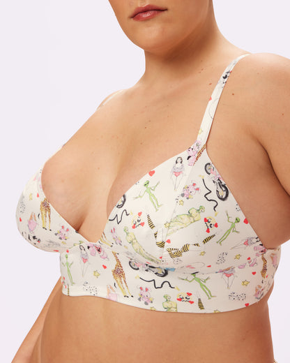 Sweetheart Satin Longline Bralette | Glow Satin | Archive (Summer Doodles)