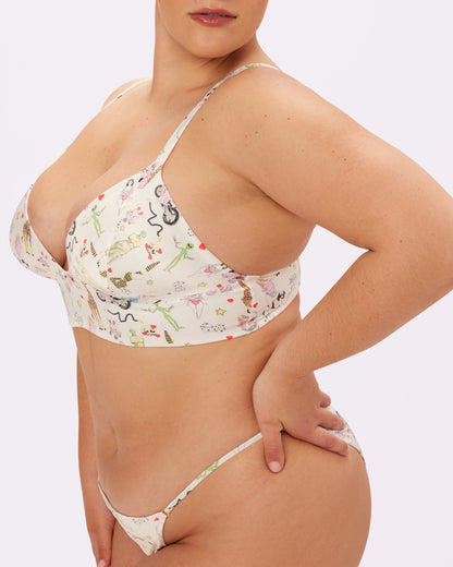 Sweetheart Satin Longline Bralette | Glow Satin | Archive (Summer Doodles)