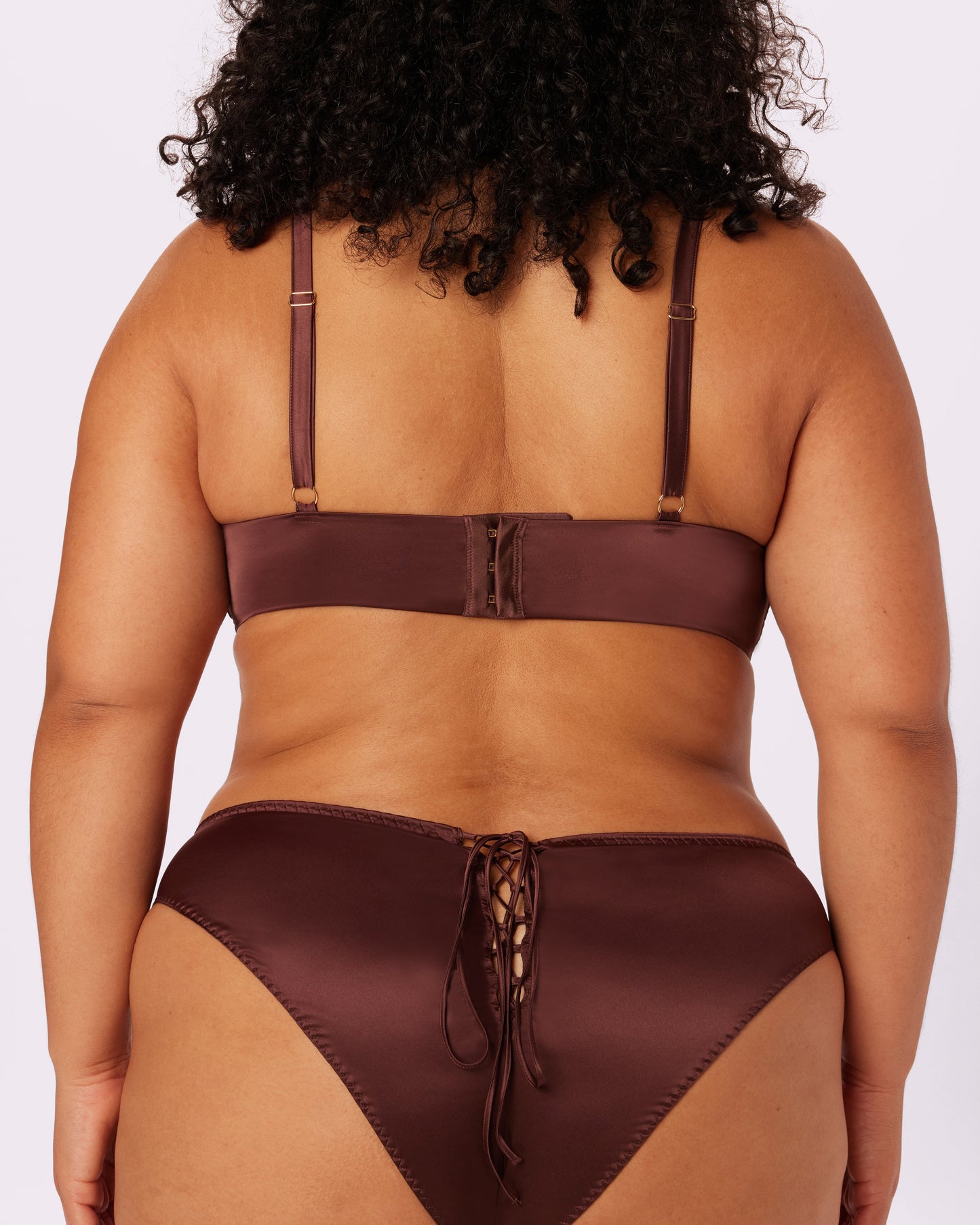 Betsey Johnson Sweetheart Satin Longline Bralette | Glow Satin (Espresso)
