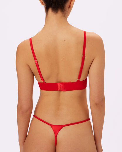 Sweetheart Satin Longline Bralette | Glow Satin (Red Rose)