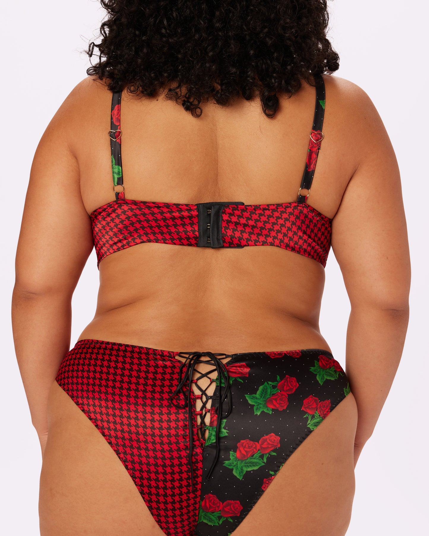 Betsey Johnson Sweetheart Satin Longline Bralette | Glow Satin (Check Mate)