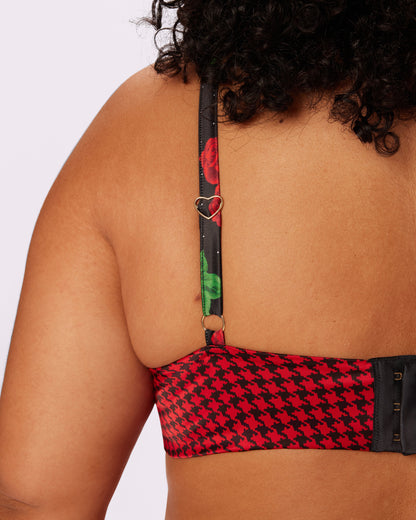 Betsey Johnson Sweetheart Satin Longline Bralette | Glow Satin (Check Mate)
