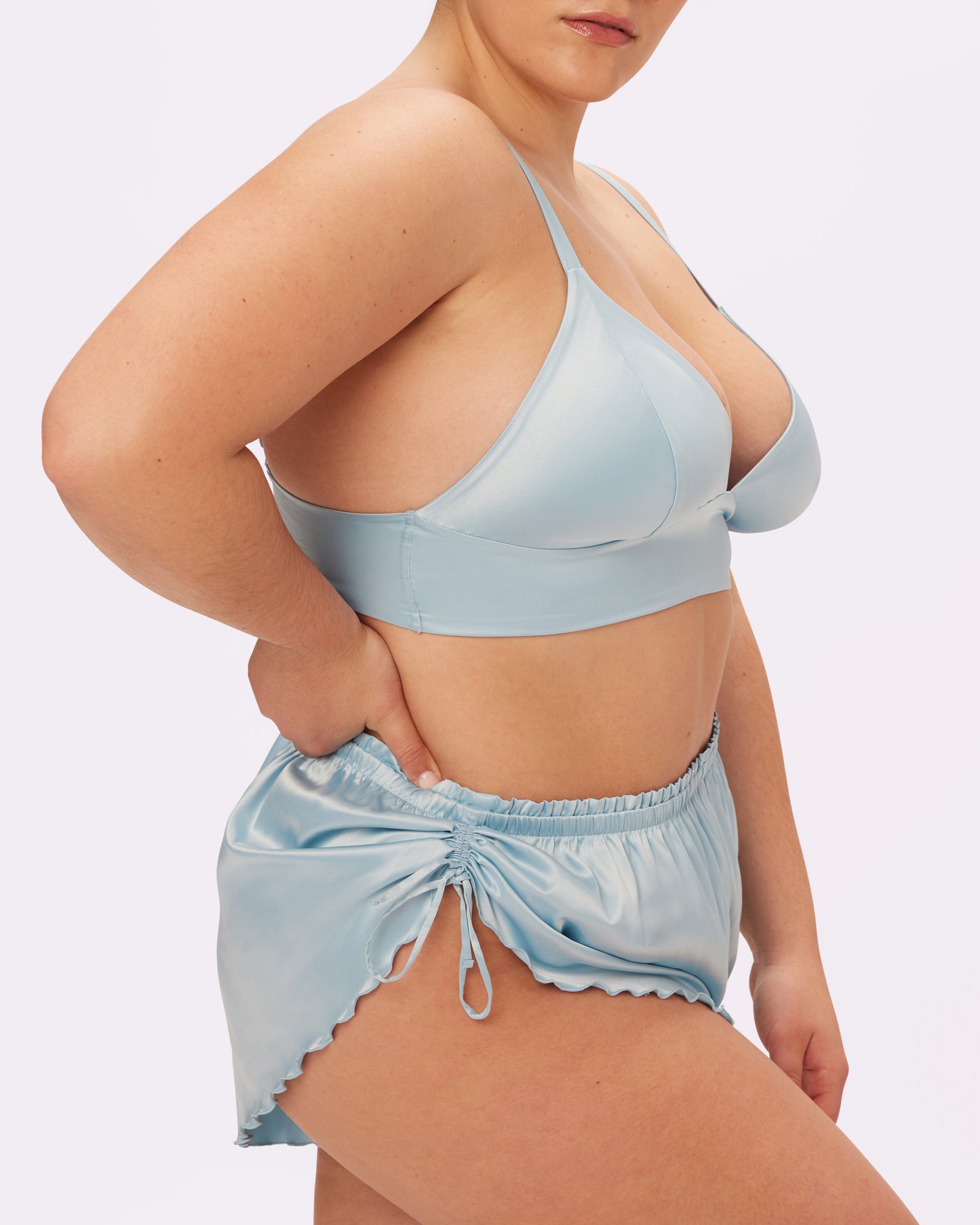 Sweetheart Satin Longline Bralette | Glow Satin | Archive (Ethereal)