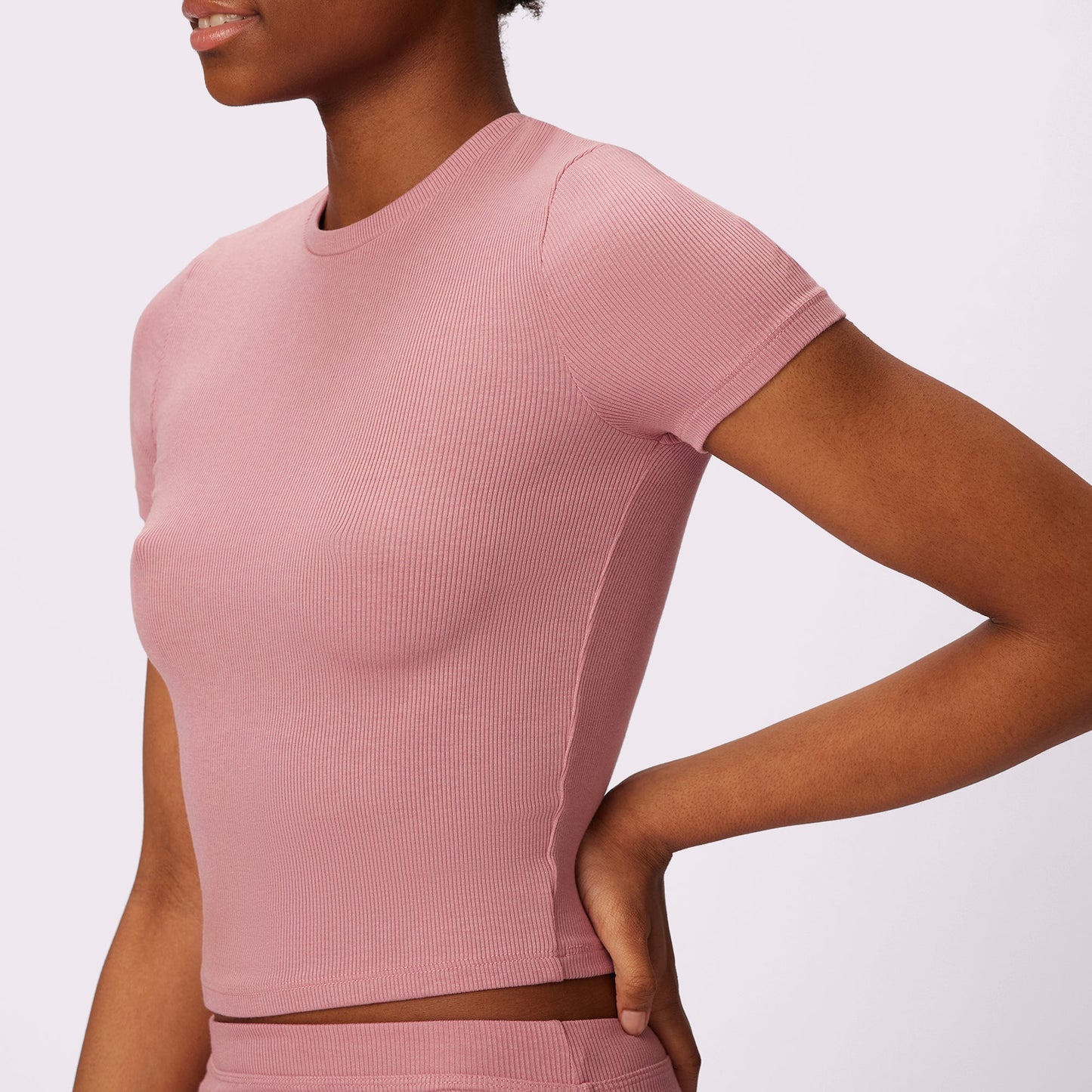 Lush Sculpt Crop Tee | Lush Rib | Archive (Rose Petal)