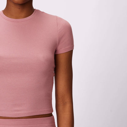 Lush Sculpt Crop Tee | Lush Rib | Archive (Rose Petal)