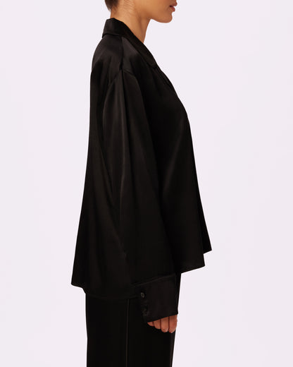 Luxe Dreams Long Sleeve Button Up | Plush Satin (Eightball)
