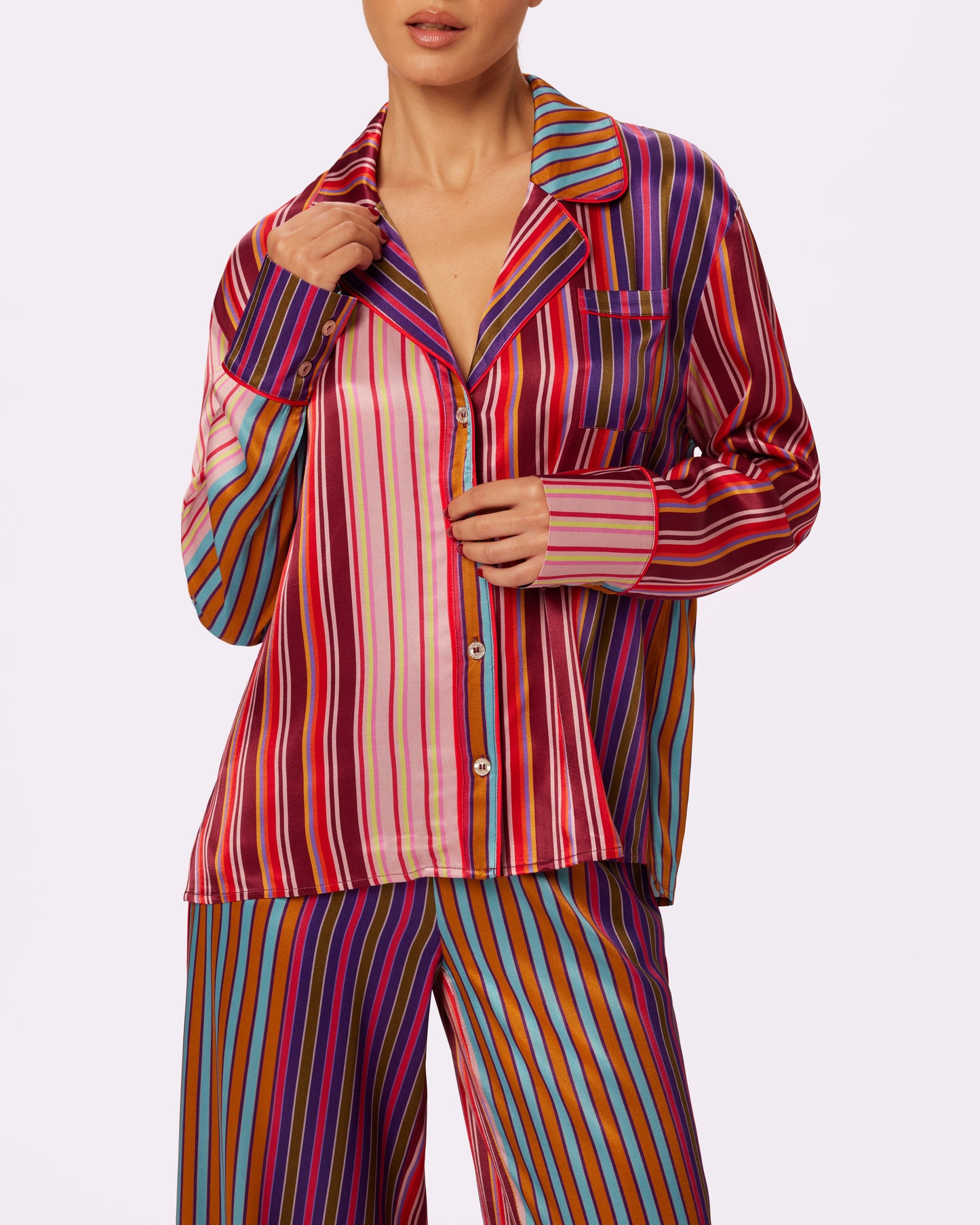 Luxe Dreams Long Sleeve Button Up | Plush Satin (Hotel Parade)