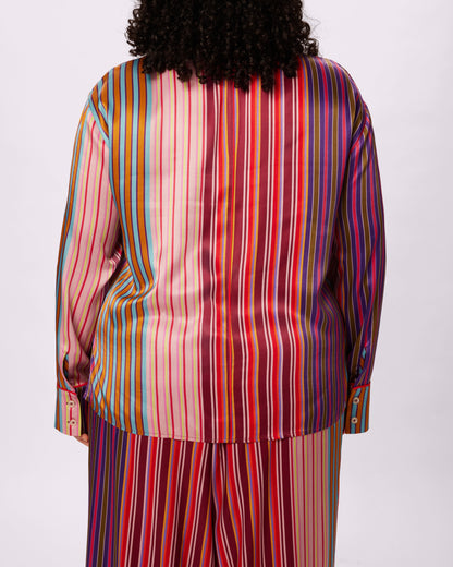 Luxe Dreams Long Sleeve Button Up | Plush Satin (Hotel Parade)