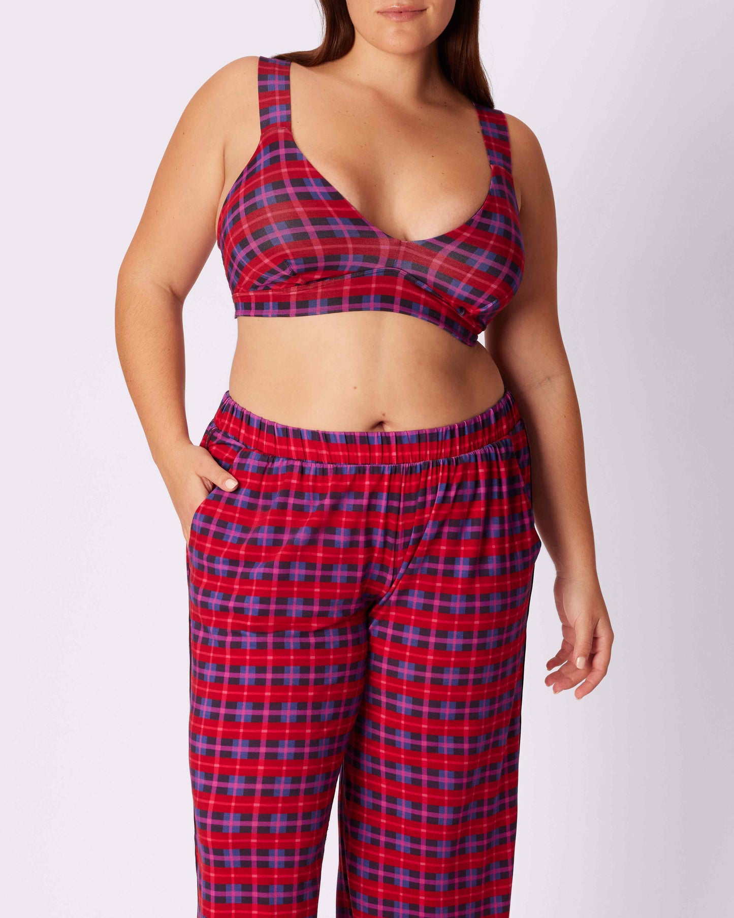 Cloud Sleep Pocket Pant | SuperSoft (Crushed Berry Plaid)