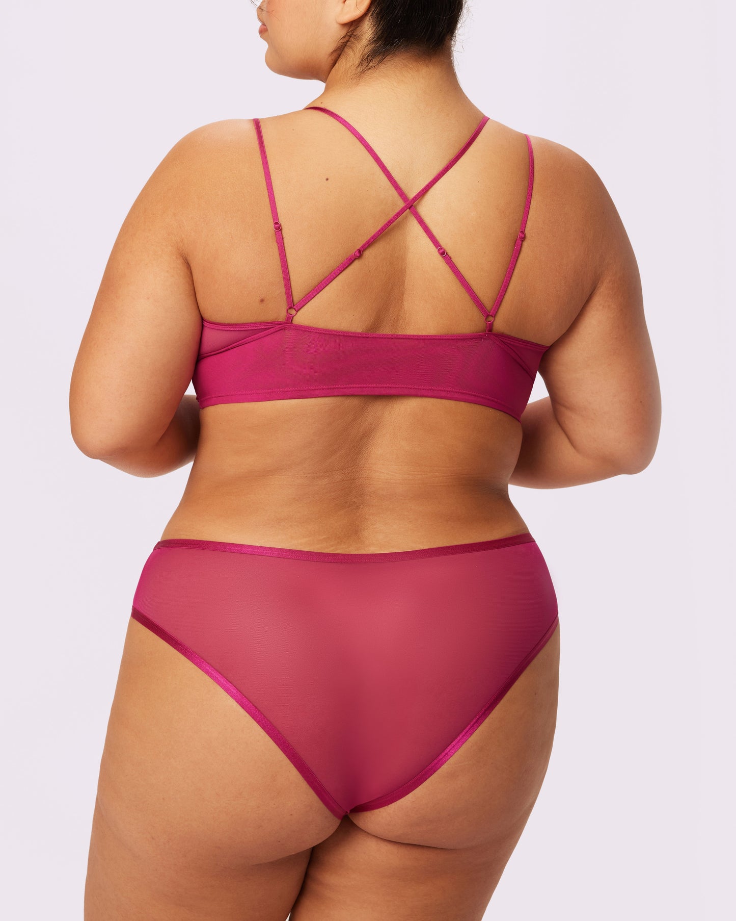 Strappy Longline Bralette | Silky Mesh | Archive (Maraschino)
