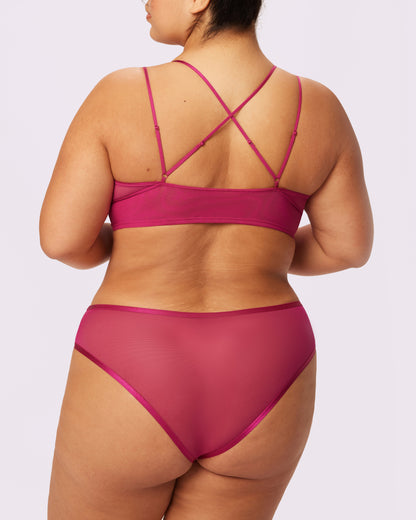Strappy Longline Bralette | Silky Mesh | Archive (Maraschino)