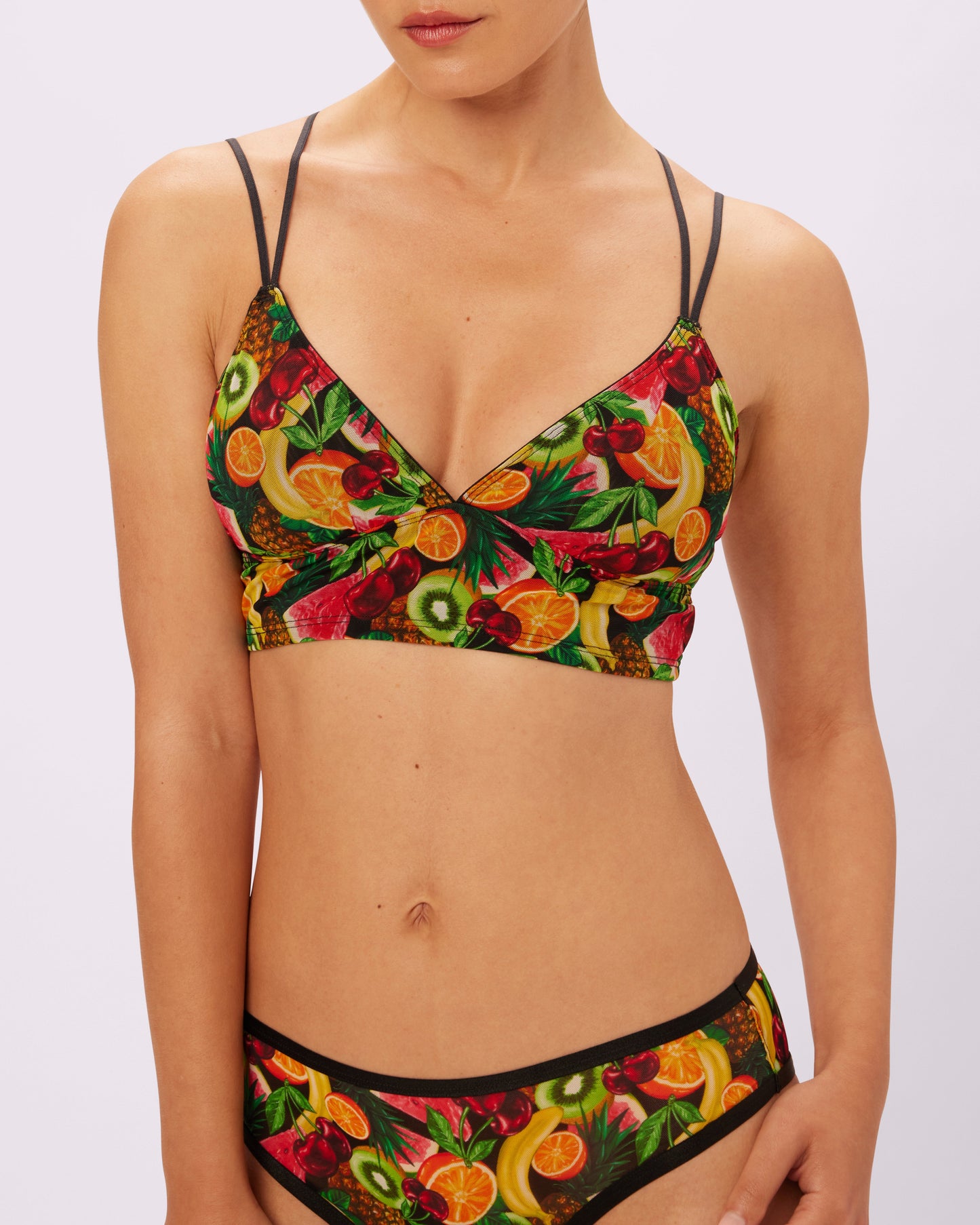 Strappy Longline Bralette | Silky Mesh | Archive (Sangria)