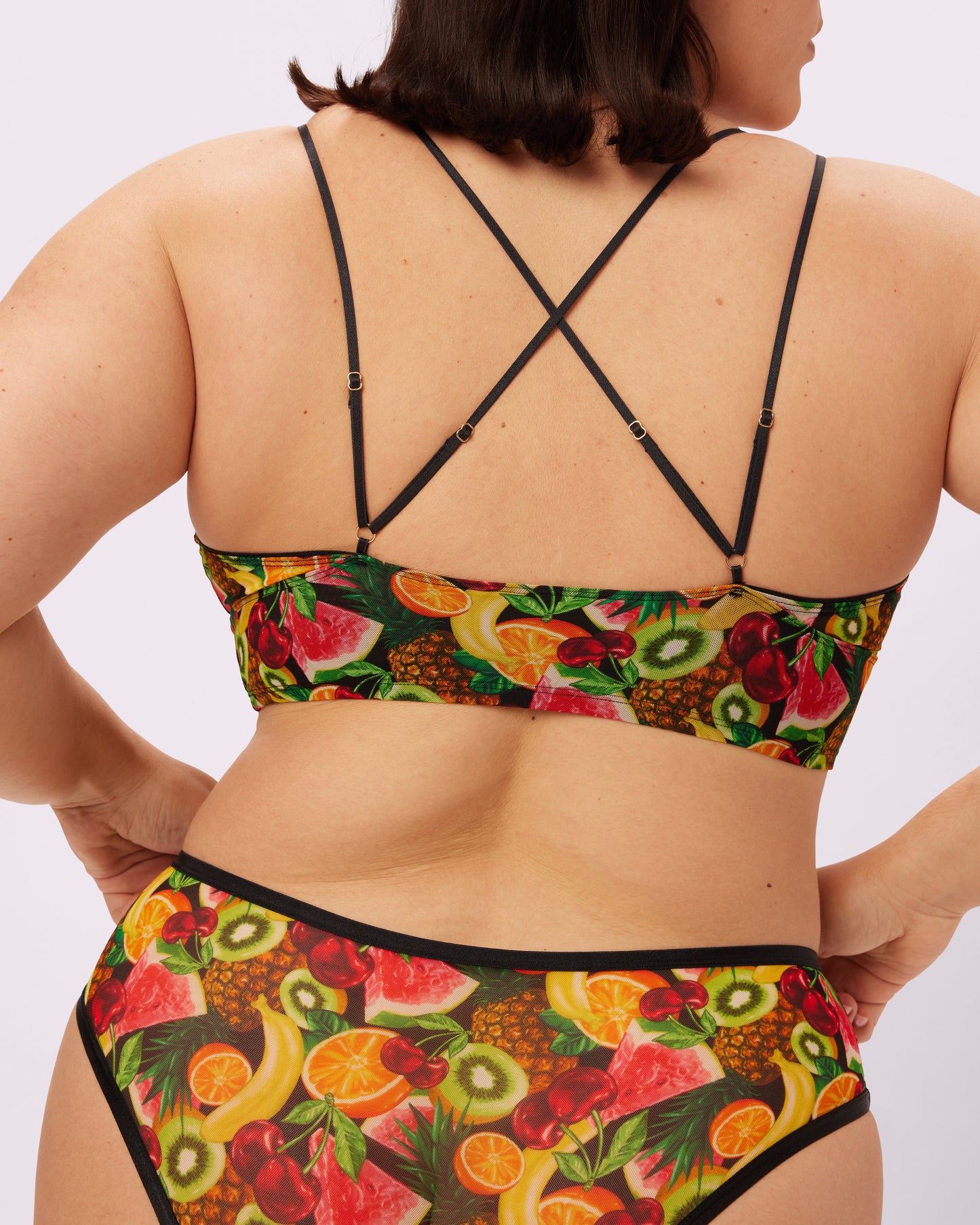 Strappy Longline Bralette | Silky Mesh | Archive (Sangria)