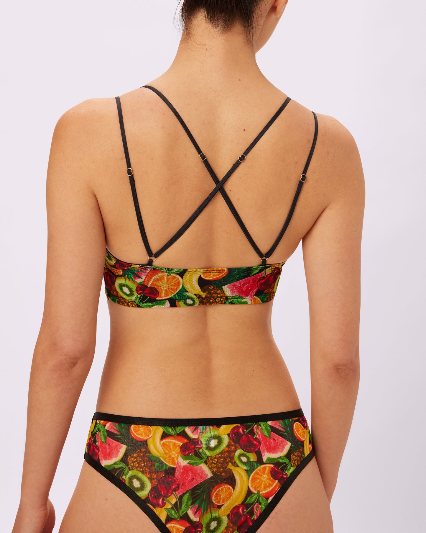 Strappy Longline Bralette | Silky Mesh | Archive (Sangria)