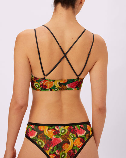 Strappy Longline Bralette | Silky Mesh | Archive (Sangria)