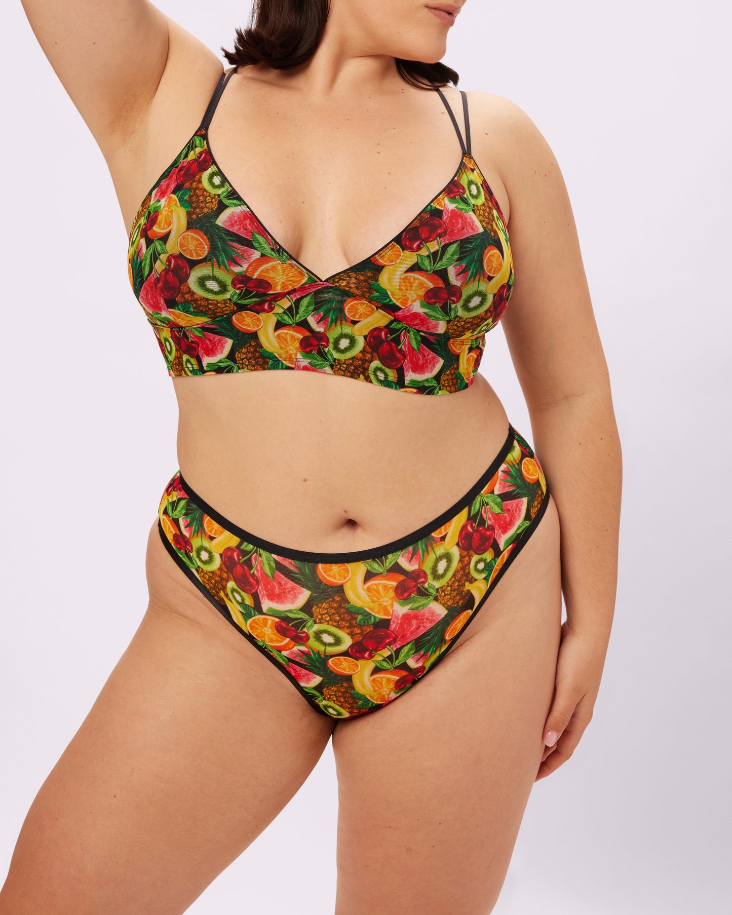 Strappy Longline Bralette | Silky Mesh | Archive (Sangria)