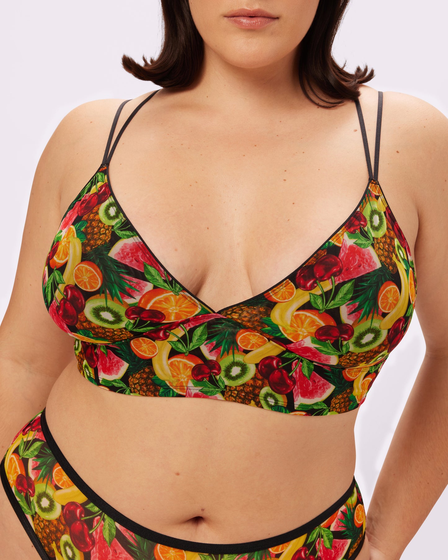 Strappy Longline Bralette | Silky Mesh | Archive (Sangria)