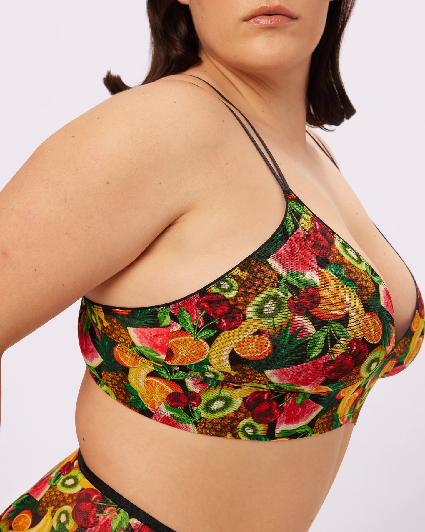 Strappy Longline Bralette | Silky Mesh | Archive (Sangria)