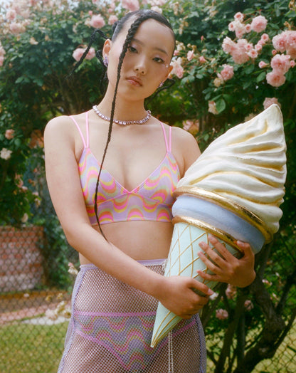 Strappy Longline Bralette | Silky Mesh | Archive (Dreamsicle)