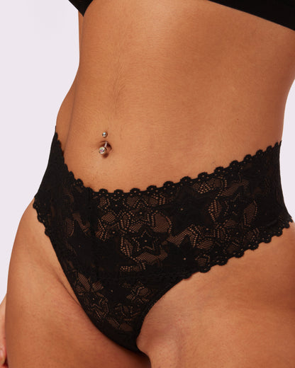 Perfect Lace High Rise Thong | Soft Lace in Stars | Archive (Eightball)