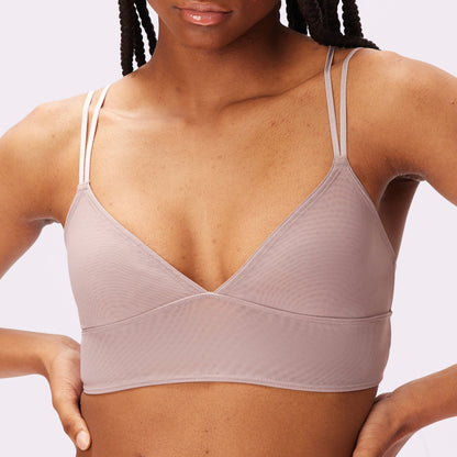 Strappy Longline Bralette | Silky Mesh | Archive (Sandcastle)