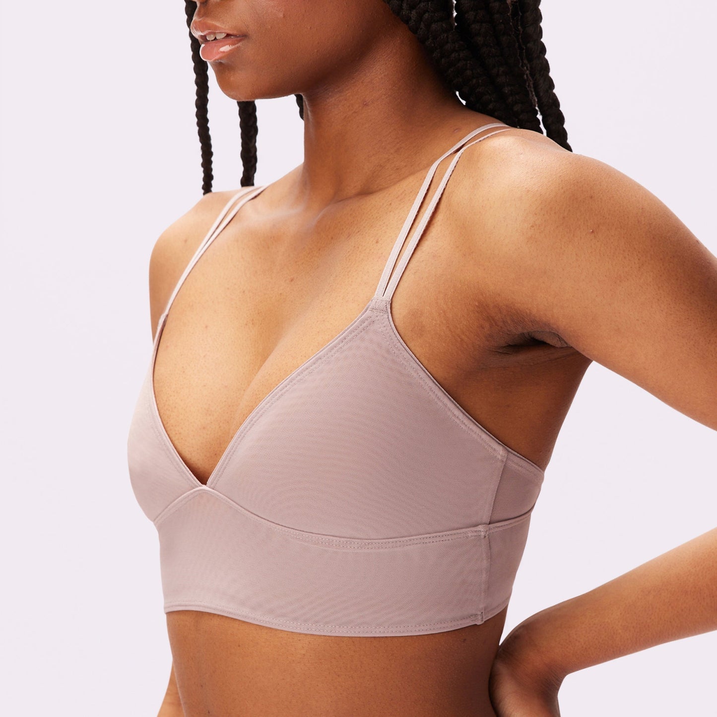Strappy Longline Bralette | Silky Mesh | Archive (Sandcastle)