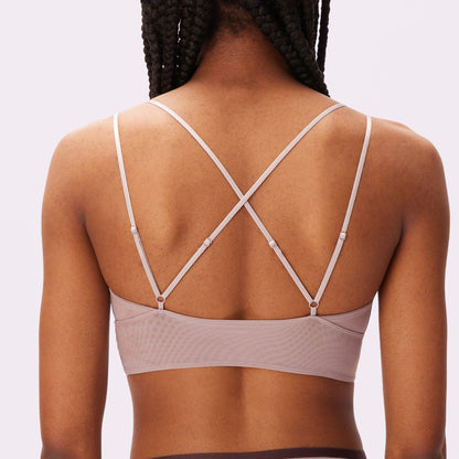 Strappy Longline Bralette | Silky Mesh | Archive (Sandcastle)