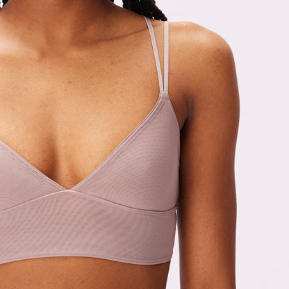 Strappy Longline Bralette | Silky Mesh | Archive (Sandcastle)